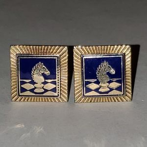 Vintage Clip On Earrings Chess Knight